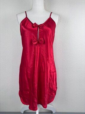 Vintage Intimate Affair women's Small Medium red satin mini slip dress lingerie